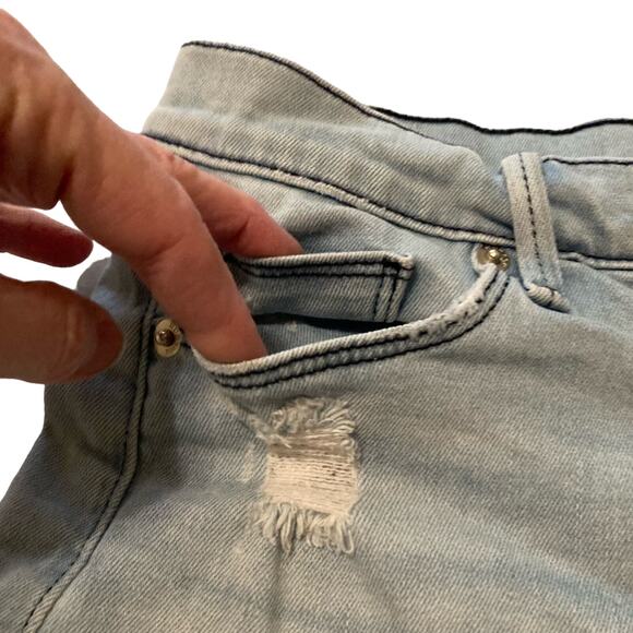 Hudson Amber Raw Edge Hem Shorts Sz 25 Distressed Denim Low Rise Sata Blue USA - Picture 5 of 14